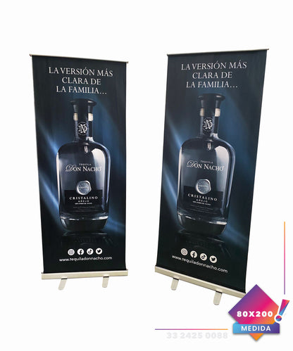Roll Up Banner 80 X 2 Mts En Tela Sublimada. Enrollable