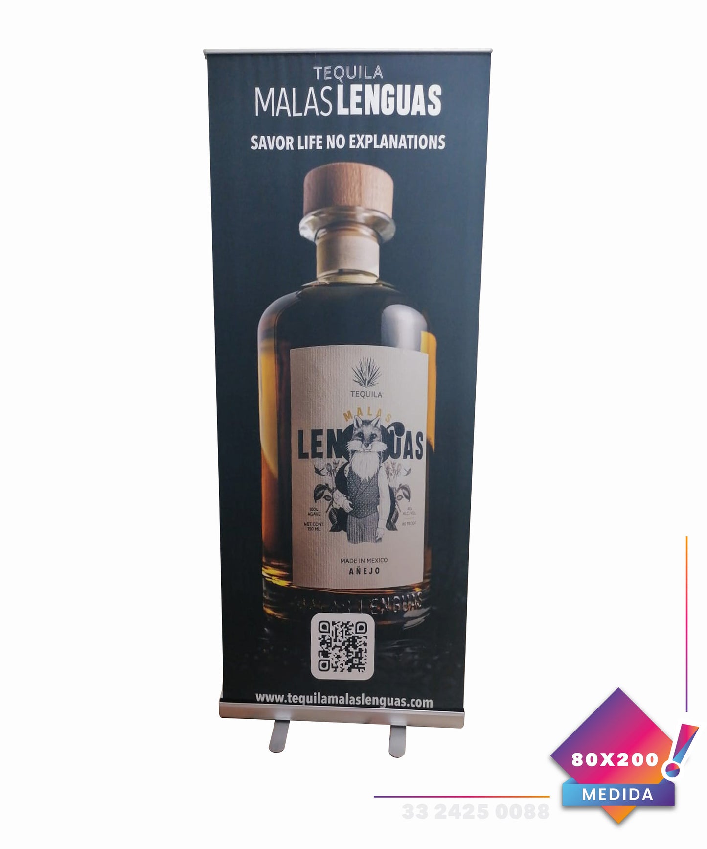 Roll Up Banner 80 X 2 Mts En Tela Sublimada. Enrollable