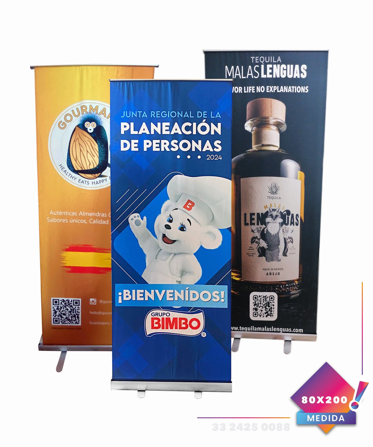 Roll Up Banner 80 X 2 Mts En Tela Sublimada. Enrollable